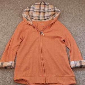 Orange Zip Up Sweater. Size S